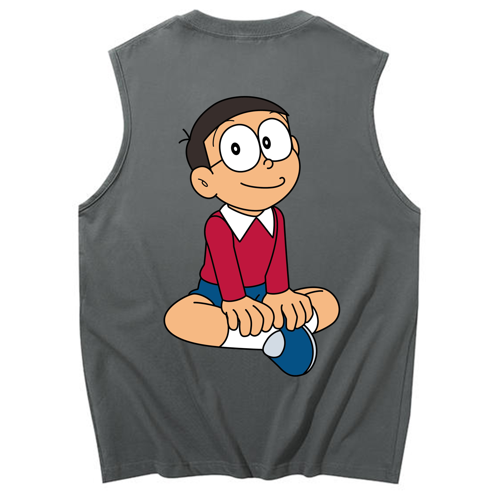 （画像用） ドラえもん 野比 のび太 Doraemon Nobita Nobi コットン100％タンクトップ（背面プリント）